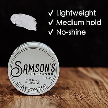 Samson's clay pomade 3 oz medium hold matte finish