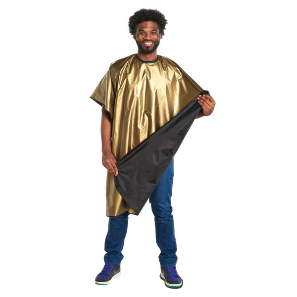 Scalpmaster 24K Gold Tone Reversible Barber Cape Gold and Black 44x60