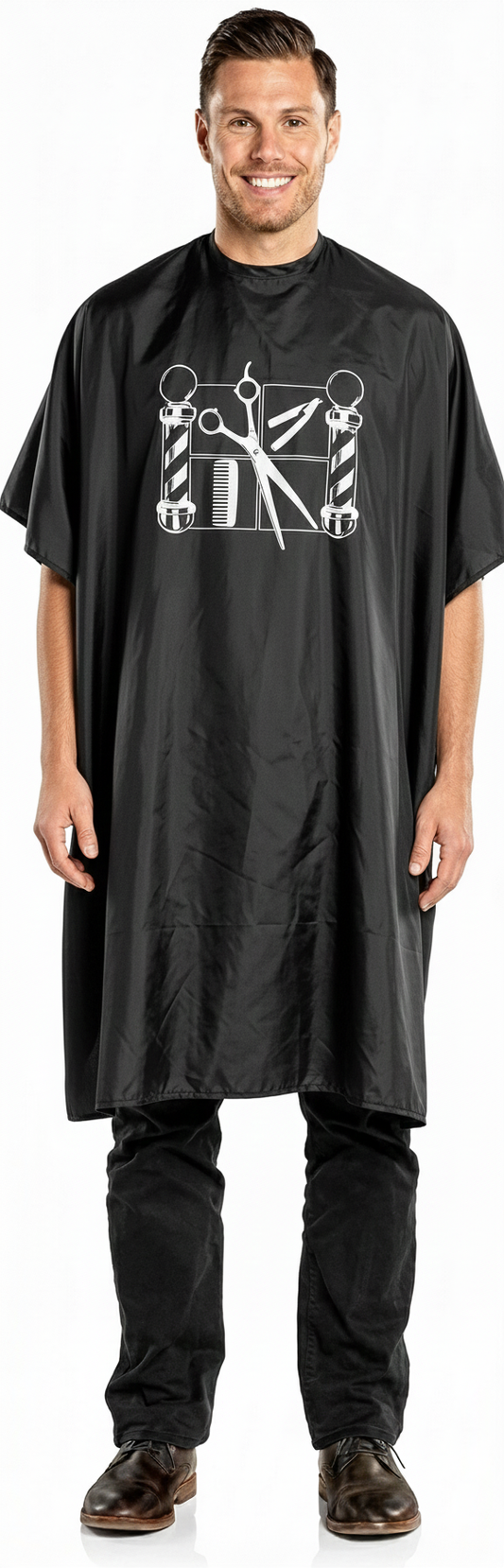 Scalpmaster black nylon barber cape oversized waterproof