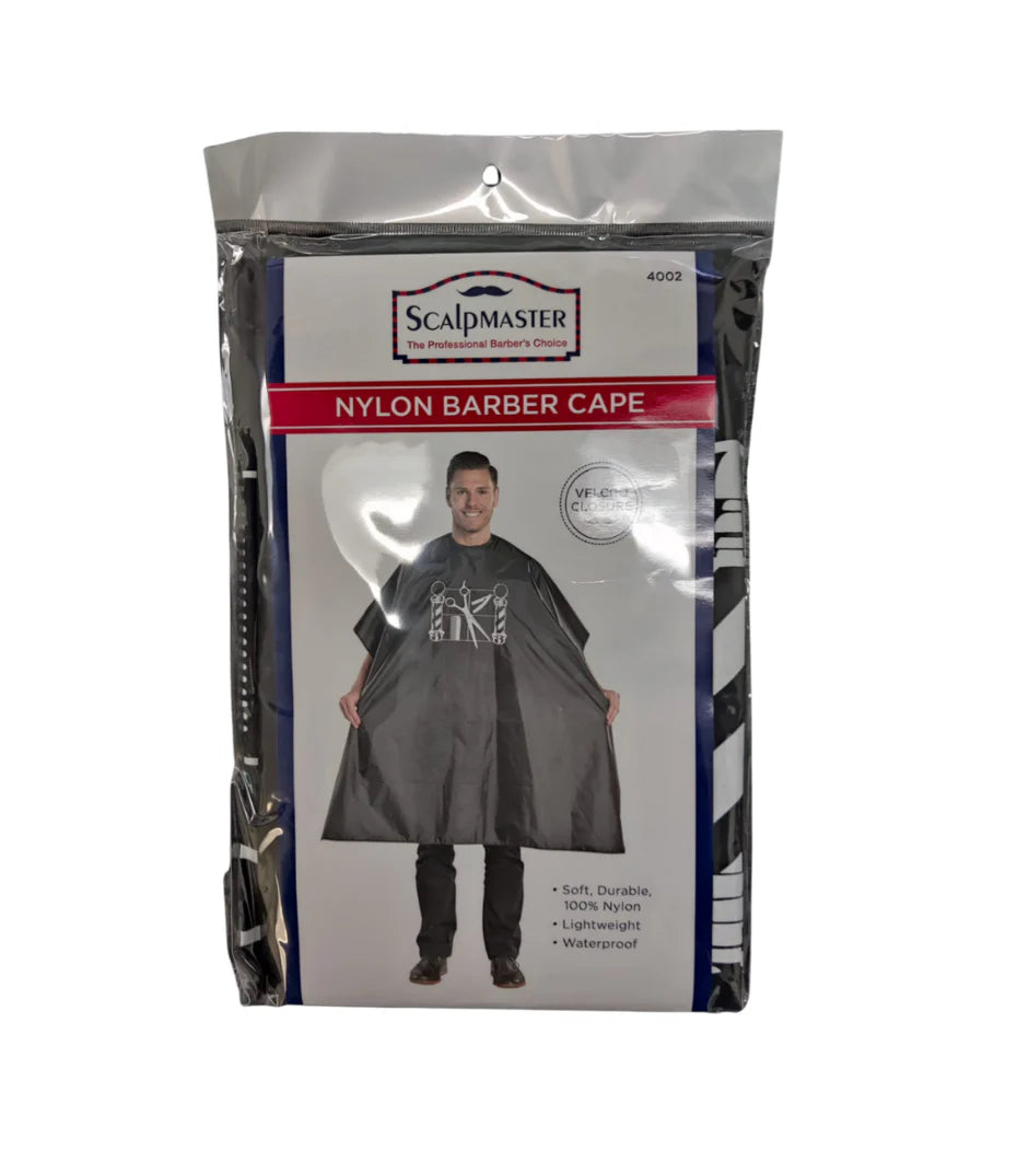 Scalpmaster black nylon barber cape oversized waterproof