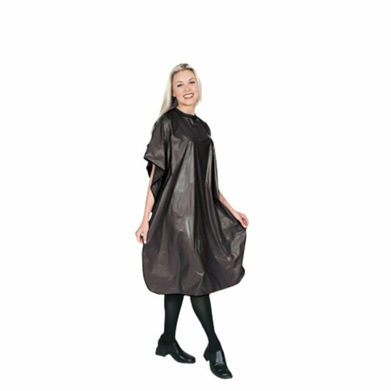 Scalpmaster black vinyl shampoo cape waterproof barber