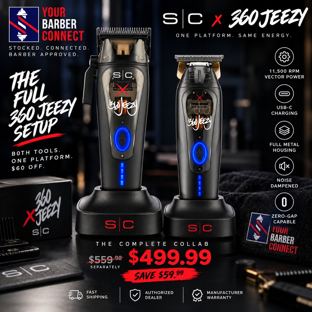 StyleCraft 360 Jeezy Combo – SC614B Clipper & SC423B Trimmer Set