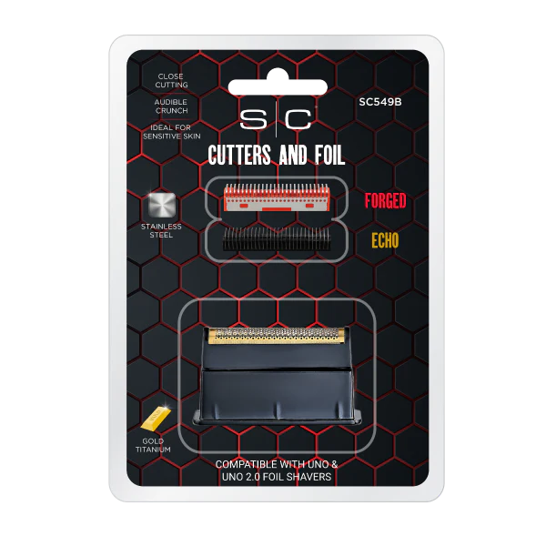 StyleCraft SC549B Gold Titanium Foil Head with Echo and Forged Cutters for UNO 2.0 Shaver