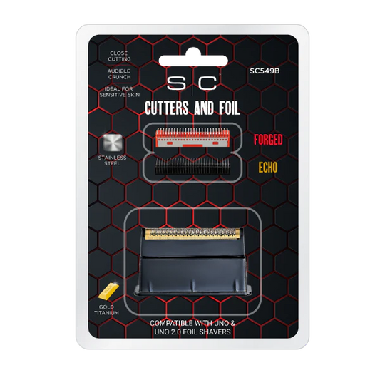 StyleCraft SC549B Gold Titanium Foil Head with Echo and Forged Cutters for UNO 2.0 Shaver