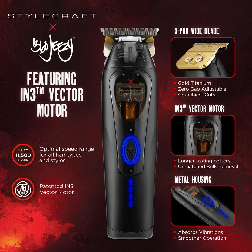 StyleCraft 360 Jeezy Cordless Trimmer #SC423B – 11,500 RPM Vector
