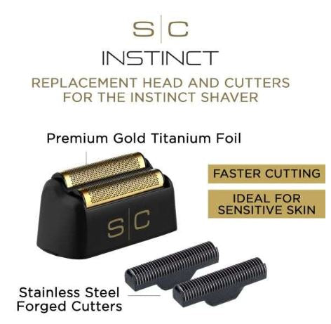 StyleCraft Instinct Metal Shaver Gold Titanium Foil and Cutter Replacement SC542B