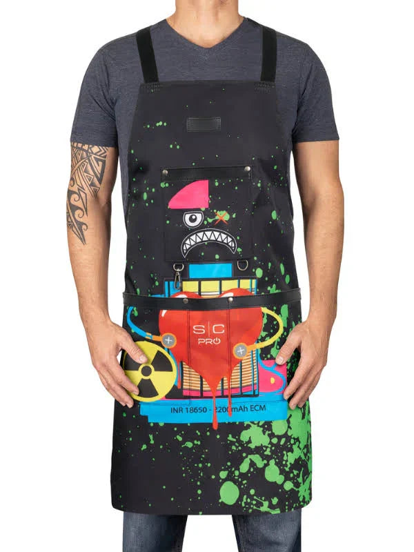 StyleCraft Radioactive Apron – Black #SC338B – Water Repellent, Adjustable Fit, Professional Barber Cape with Pockets