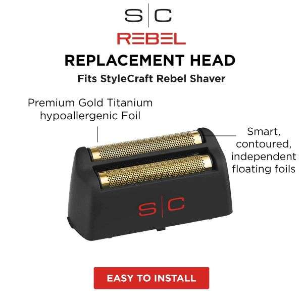 StyleCraft Rebel replacement gold titanium foil SC515G shaver head