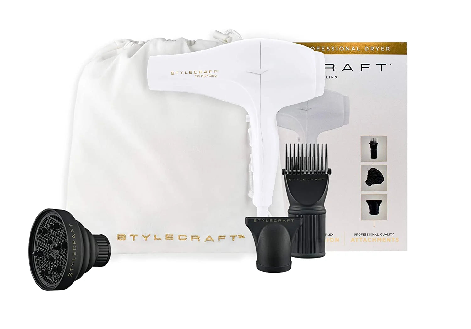 StyleCraft Tri-Plex 3000 Professional Hair Dryer SCTP3000W