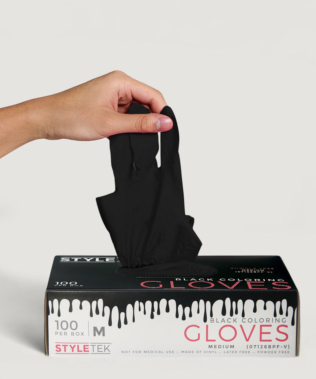 StyleTek Black Powder-Free Vinyl Gloves – 5 Mil Professional Use