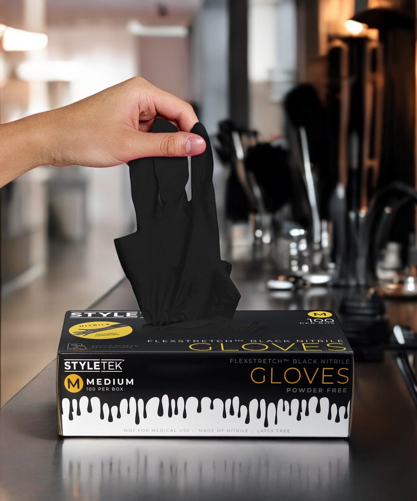 Styletek Black Powder-Free Nitrile Gloves – 5 Mil Extra Strength
