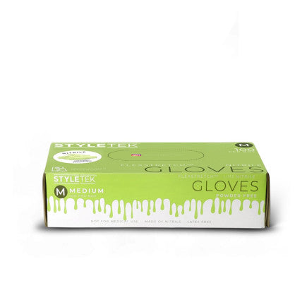 Styletek lime green powder free nitrile gloves 5 mil