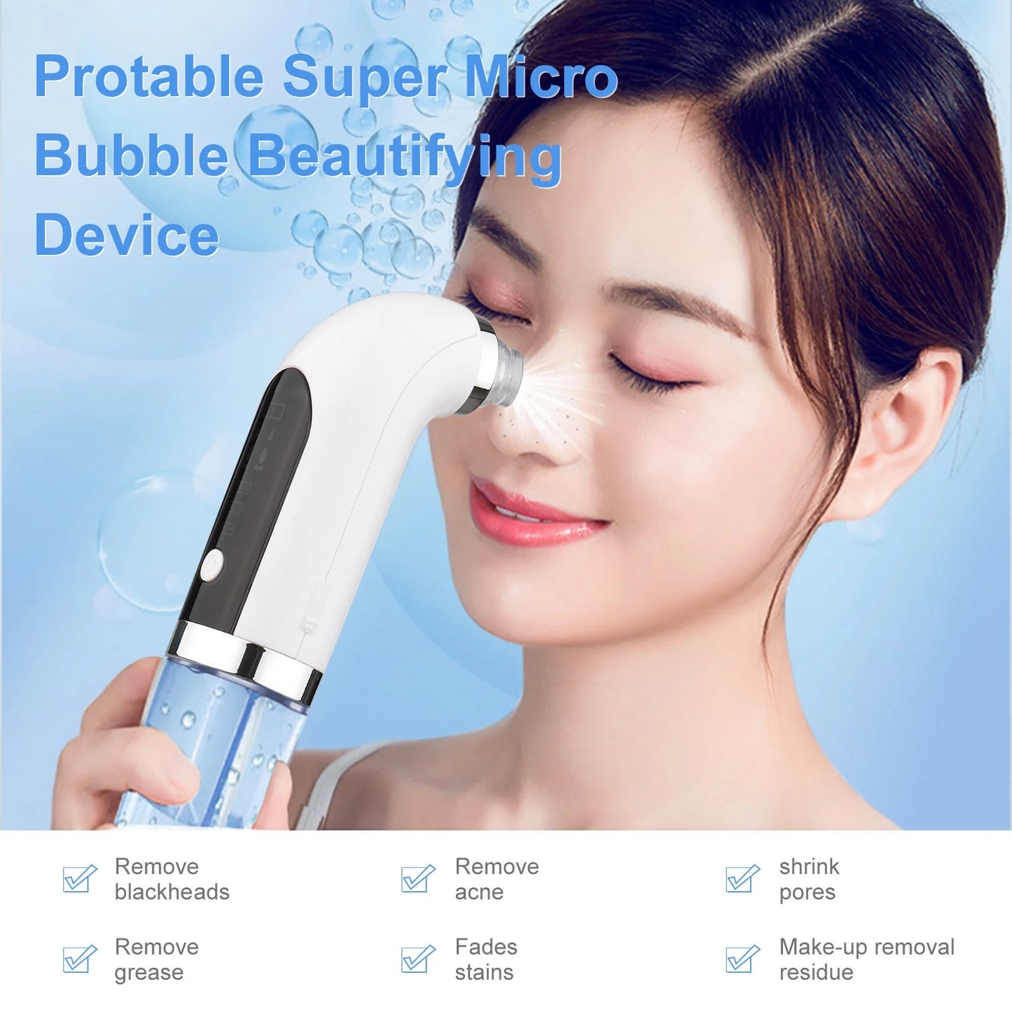 Super micro bubble electric blackhead remover deep pore cleaner