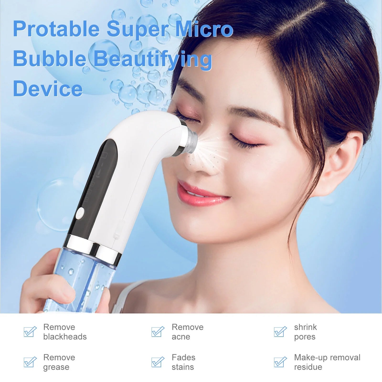 Super micro bubble electric blackhead remover deep pore cleaner