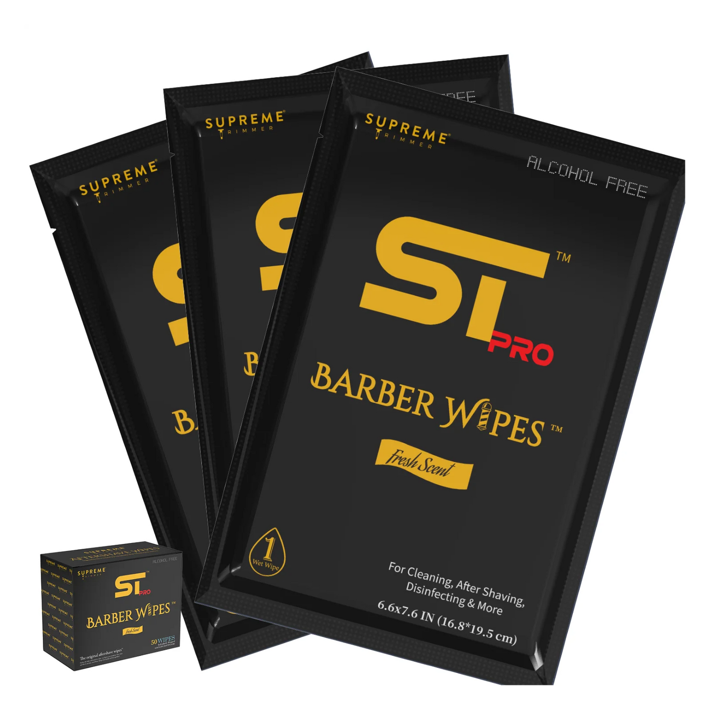 Supreme Trimmer Barber Wipes OG Aftershave Individually Wrapped Cleaning Wipes
