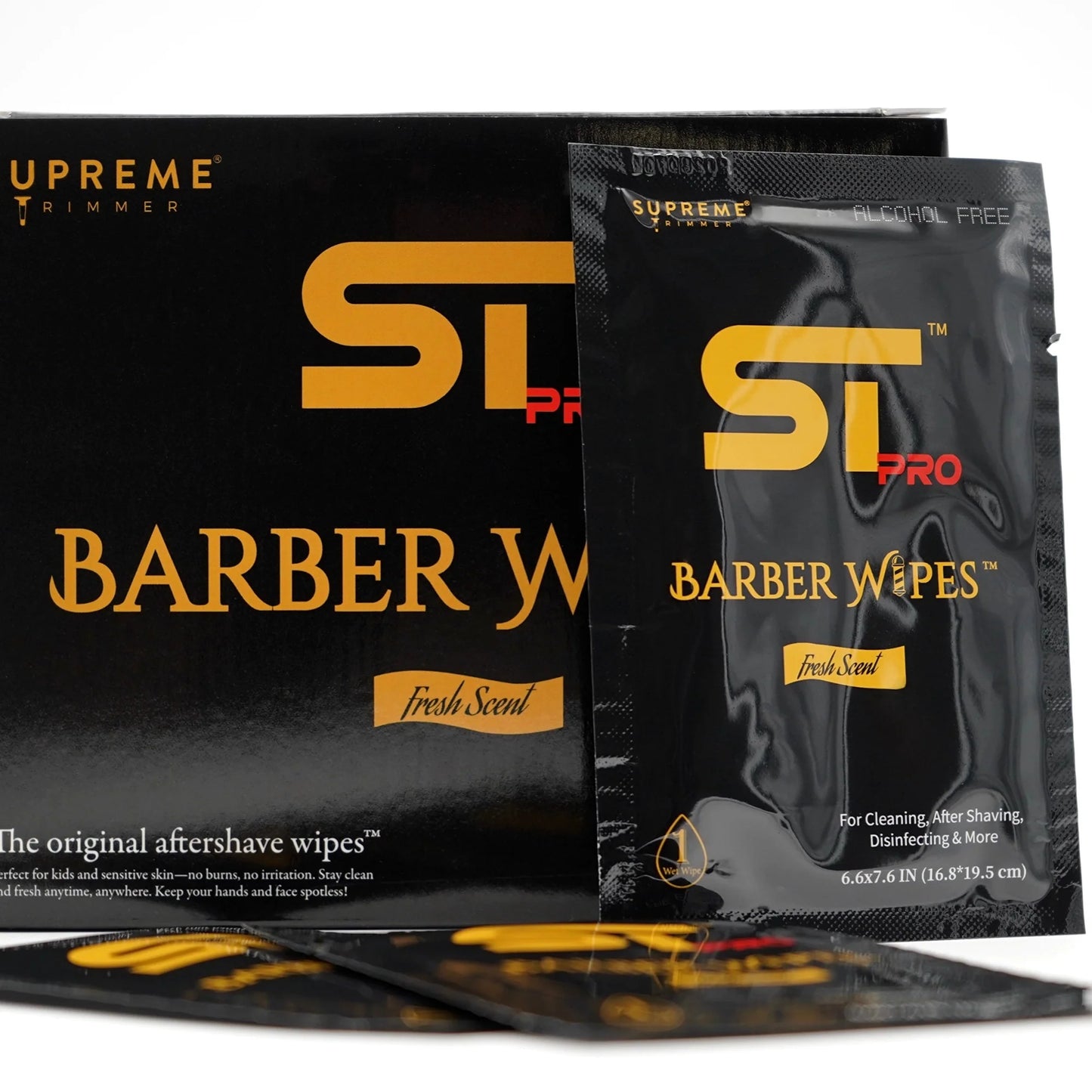 Supreme Trimmer Barber Wipes OG Aftershave Individually Wrapped Cleaning Wipes