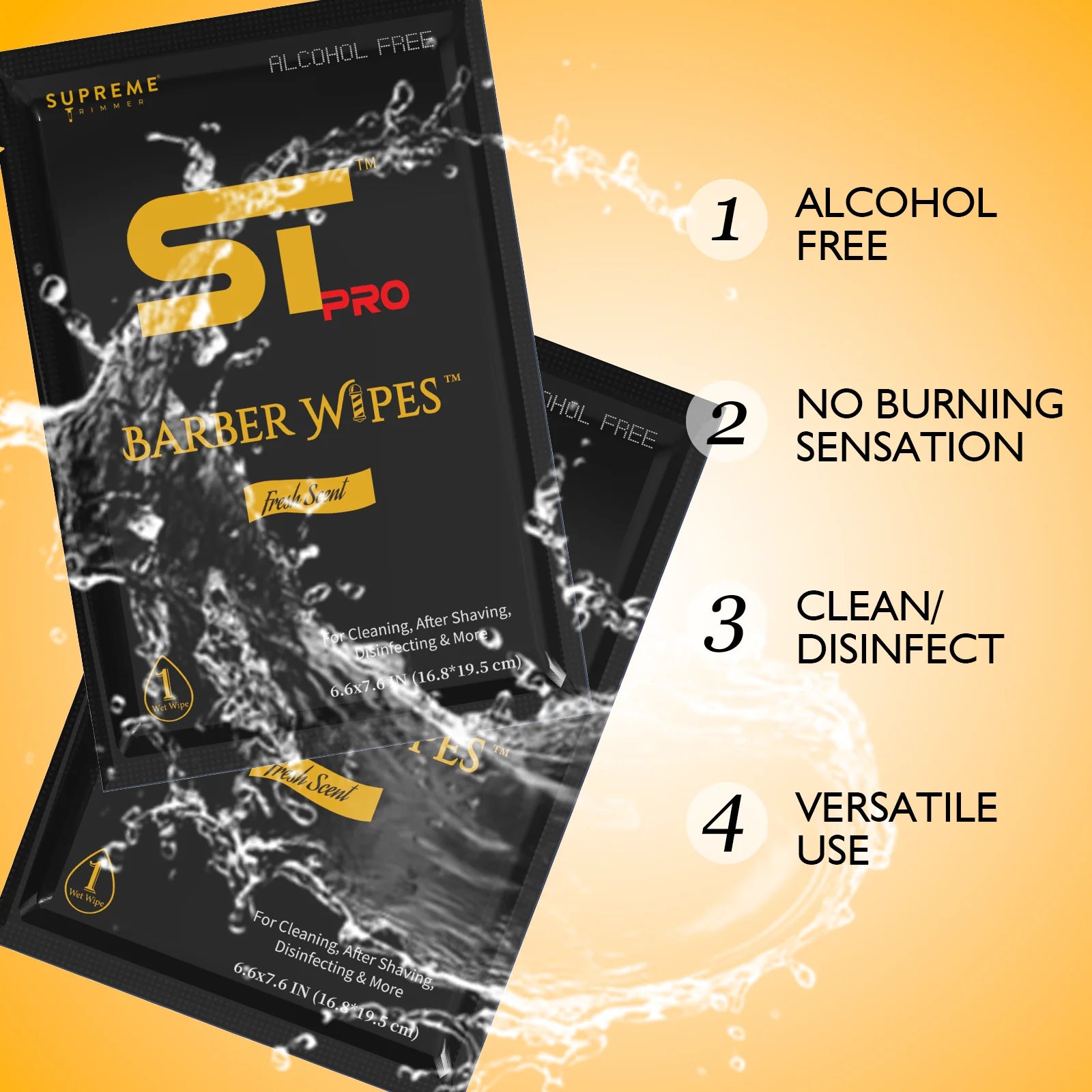 Supreme Trimmer Barber Wipes OG Aftershave Individually Wrapped Cleaning Wipes