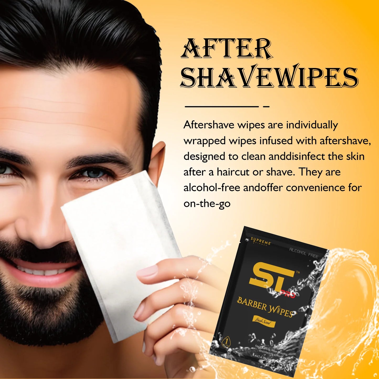 Supreme Trimmer Barber Wipes OG Aftershave Individually Wrapped Cleaning Wipes