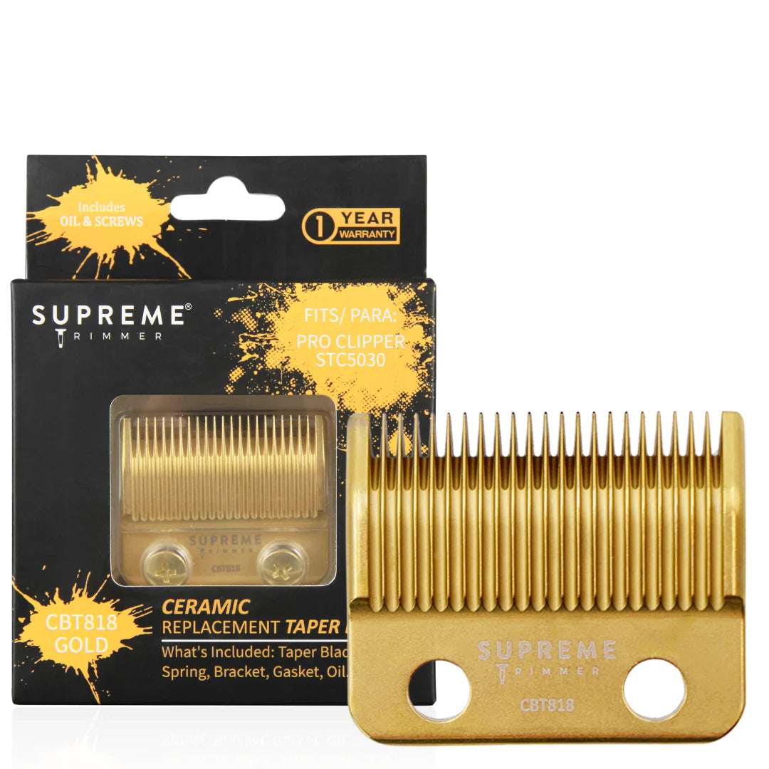 Supreme Trimmer CBT818 ceramic taper blade black gold silver clipper blade