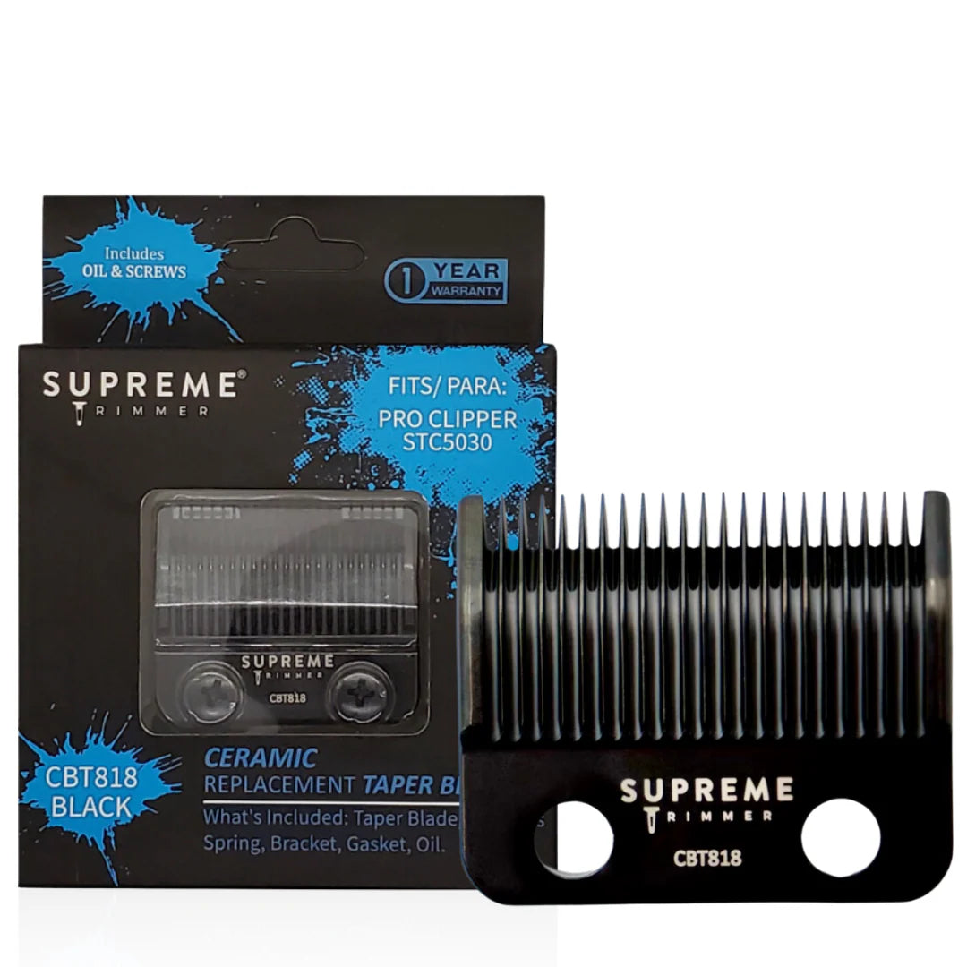Supreme Trimmer CBT818 ceramic taper blade black gold silver clipper blade