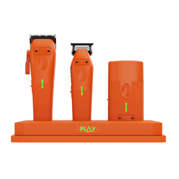 TPOB PLAY Orange Edition 3-Piece Barber Bundle w/ 3-Way Charging Stand