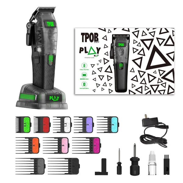 TPOB PLAY MAX Clipper TP1072 – Transparent Black, 8,000 RPM
