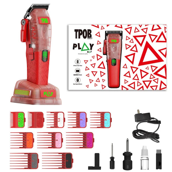 TPOB PLAY MAX Clipper TP1073 – Transparent Red, 8,000 RPM