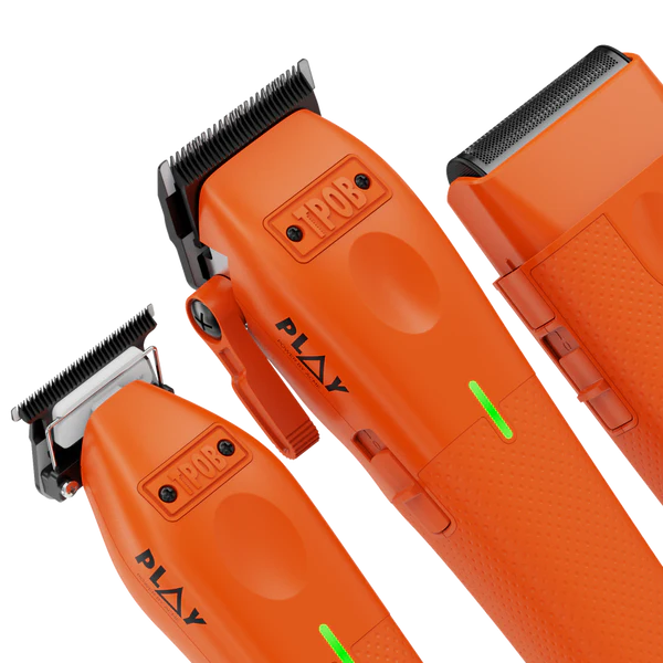 TPOB PLAY Orange Edition Clipper Trimmer Shaver Bundle with Charging Stand