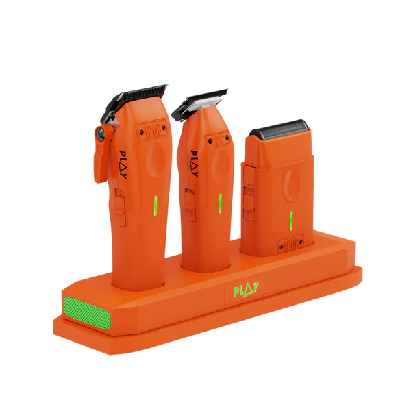 TPOB PLAY Orange Edition Clipper Trimmer Shaver Bundle with Charging Stand