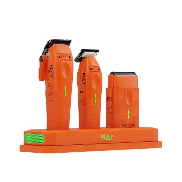TPOB PLAY Orange Edition Clipper Trimmer Shaver Bundle with Charging Stand