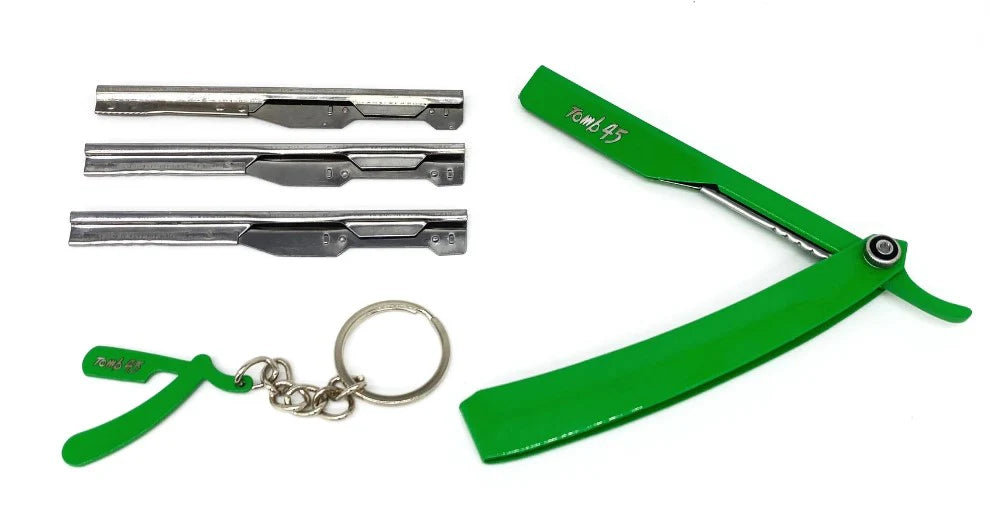 Tomb 45 Triple Cartridge Razor Holder – Green | 3-Way Exposure Razor Handle for Barbers
