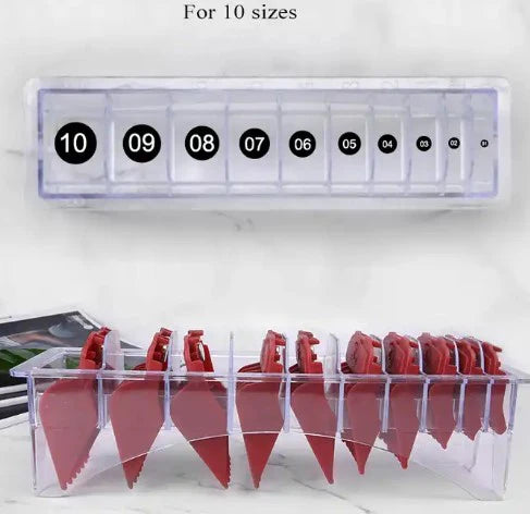 Transparent hair clipper guards storage box 10-slot organizer barber tool holder