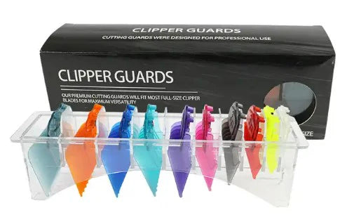 Transparent hair clipper guards storage box 10-slot organizer barber tool holder