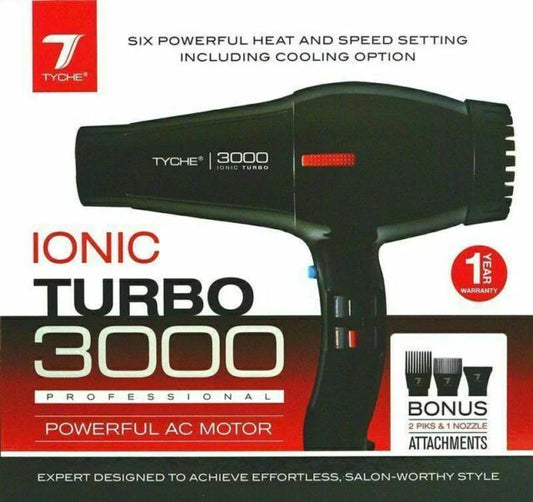 Tyche Turbojet 3000 Professional Ionic Ceramic Hair Dryer - Black