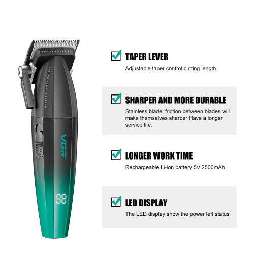 VGR V-003 Pro Clipper – Black Green 9,000 RPM