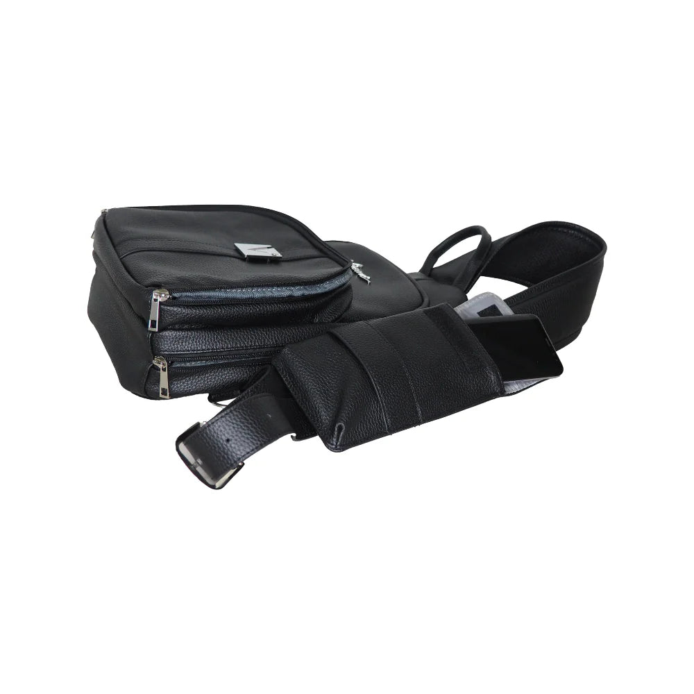 Vincent black leather barber shoulder bag tool storage