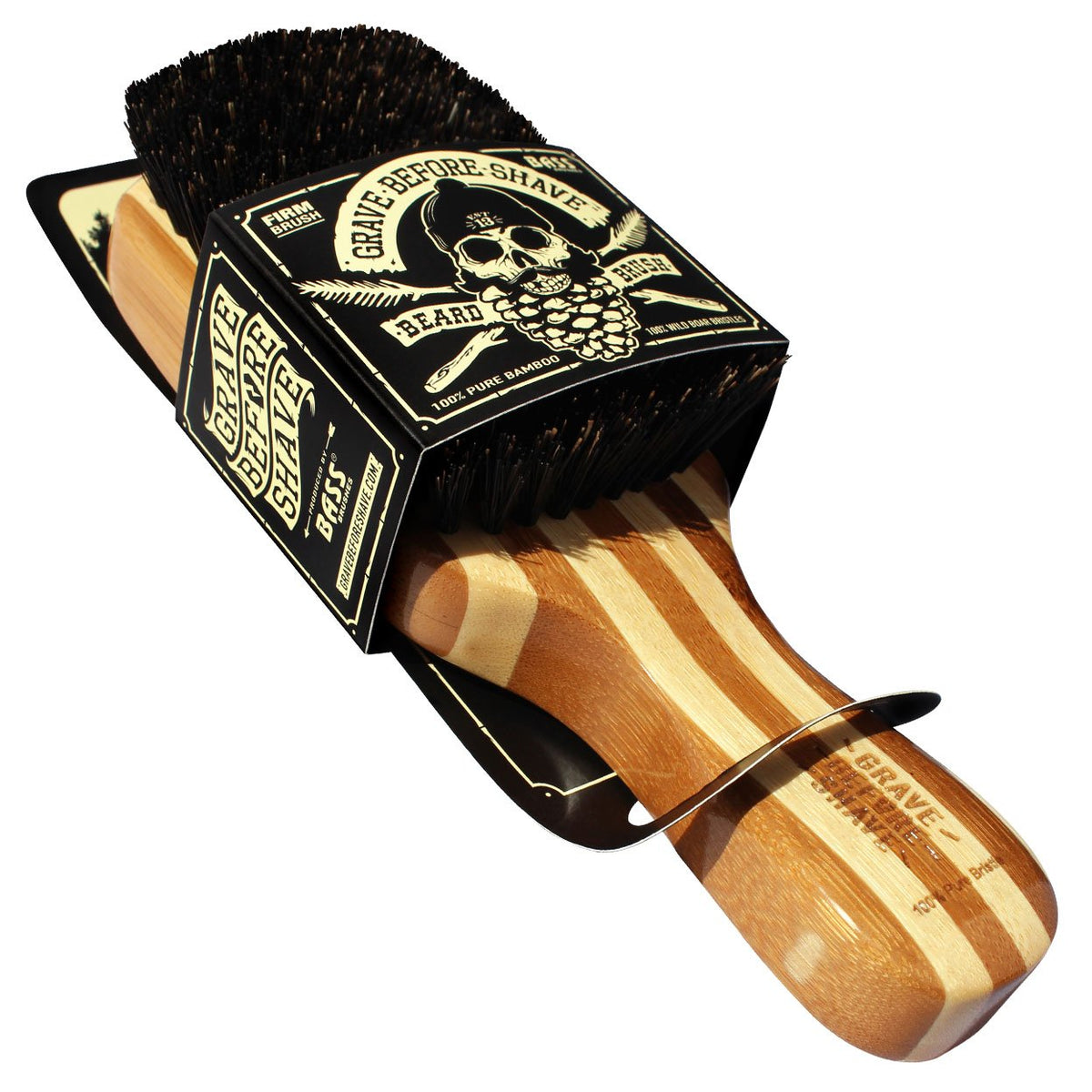 Grave Before Shave Wild Boar Bristle Beard Brush – GBS BASS ANGLE product view