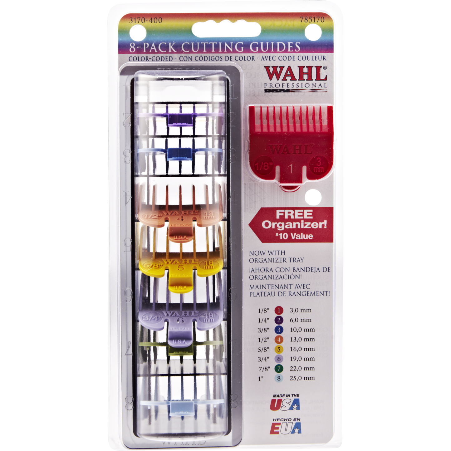Wahl 8 pack color coded clipper guards with caddy