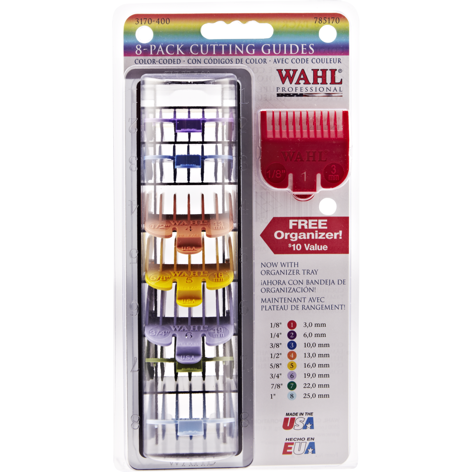 Wahl 8 pack color coded clipper guards with caddy