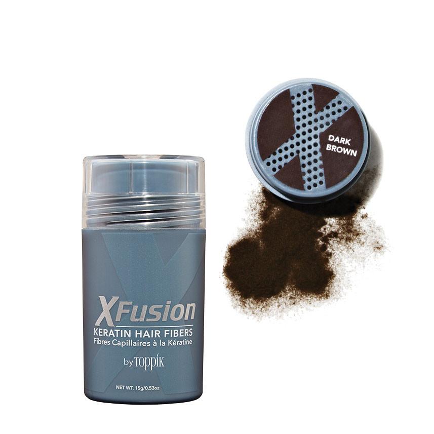 XFusion Keratin Hair Fibers 15G Black and Dark Brown hair thickener