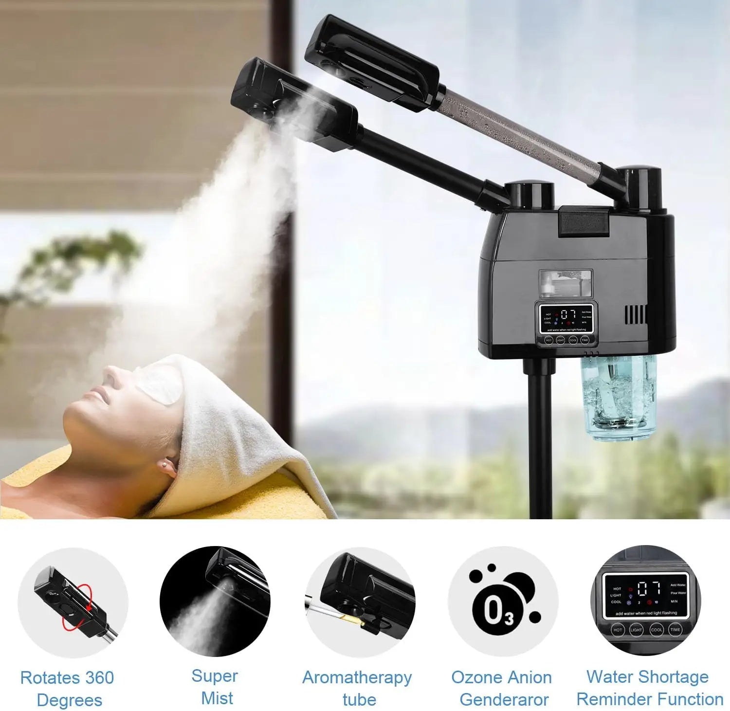 Your Barber Connect 2-in-1 Hot & Cold Facial Steamer with Magnifying Lamp – Professional Spa & Salon Vaporizer