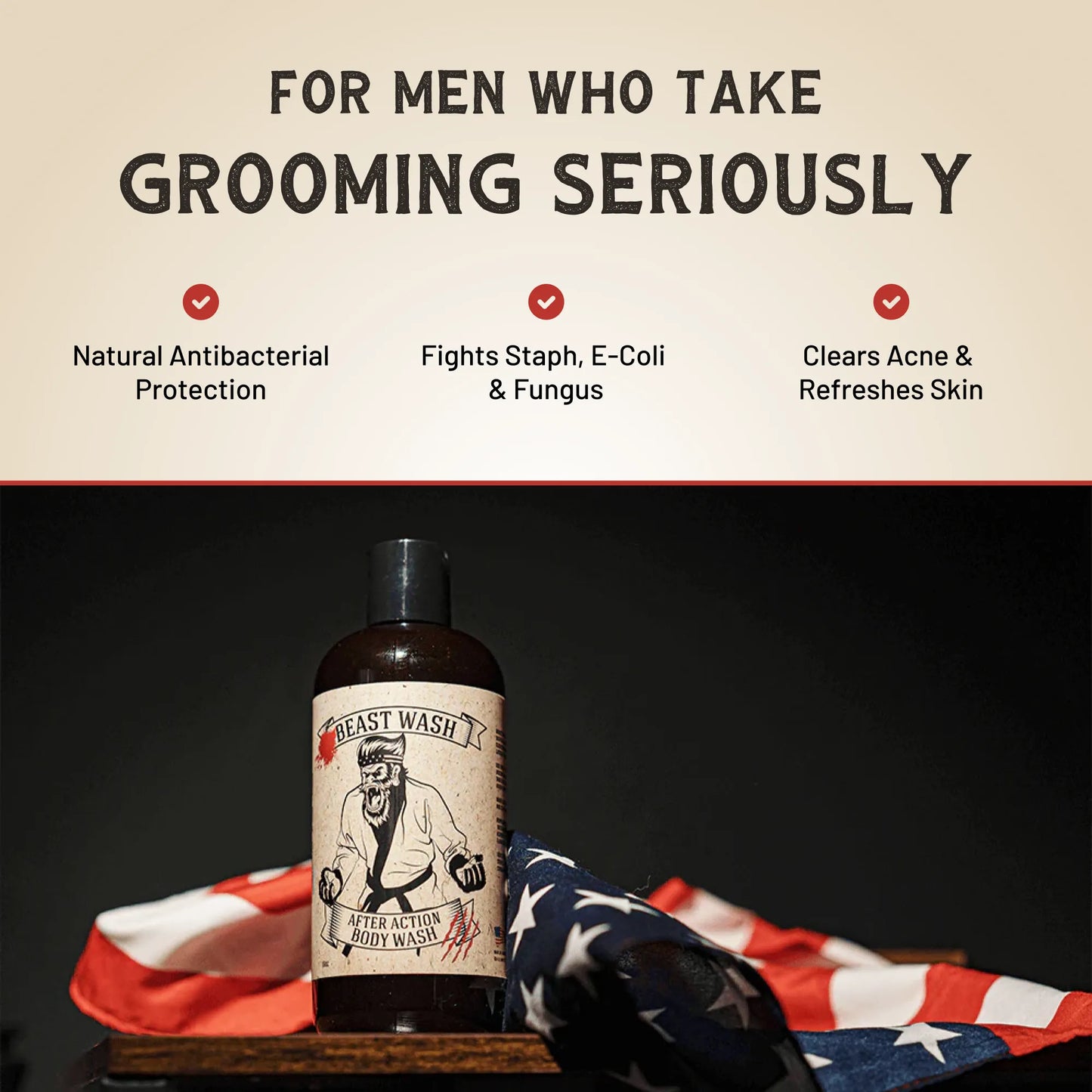 Johnny Slicks After Action Body Wash – Peppermint & Tea Tree – body wash application image