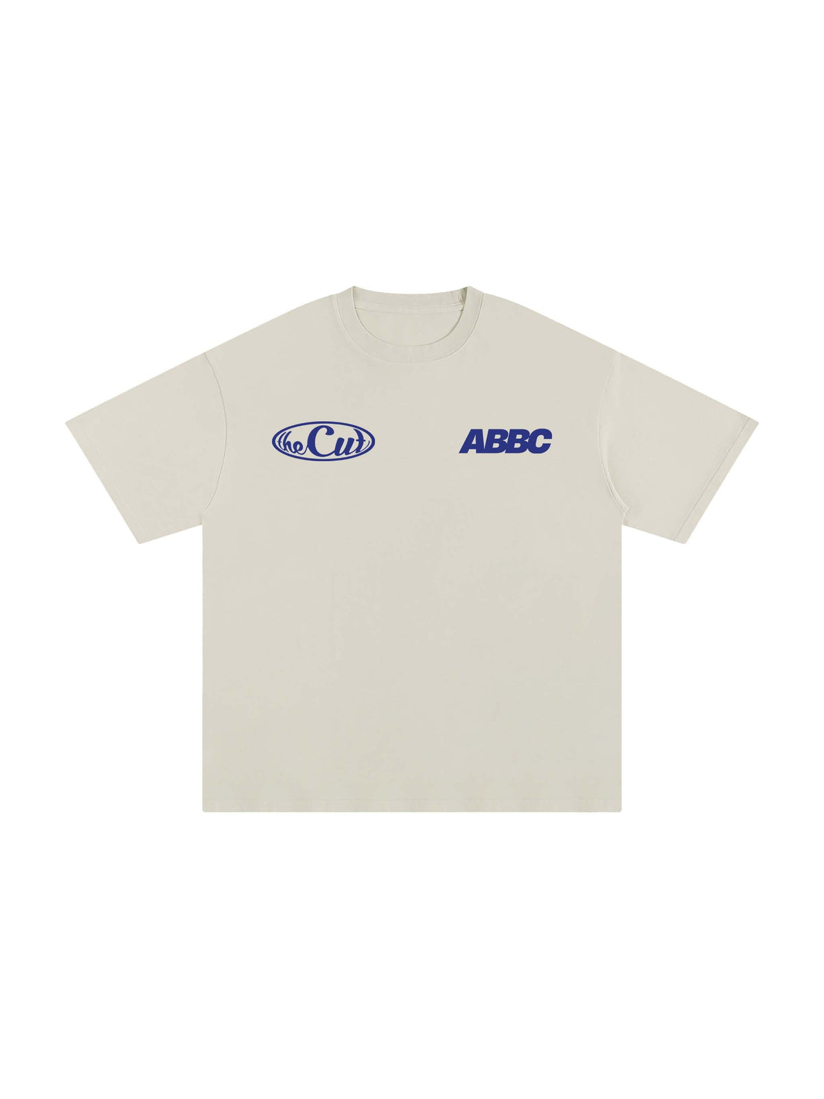 Anti Broke Barbers Club x theCut Nothing's More Important Tee off white with navy graphic front view