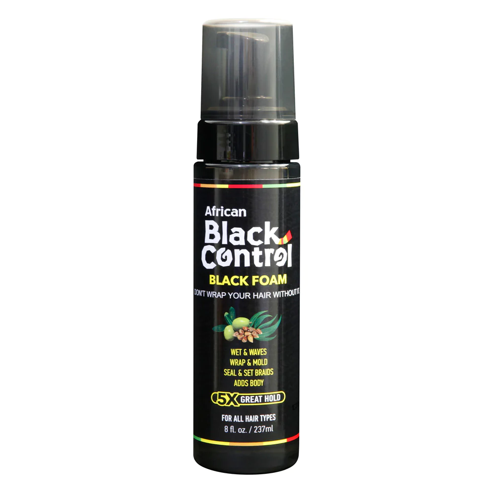 African Black Control Black Foam 8 oz styling foam bottle