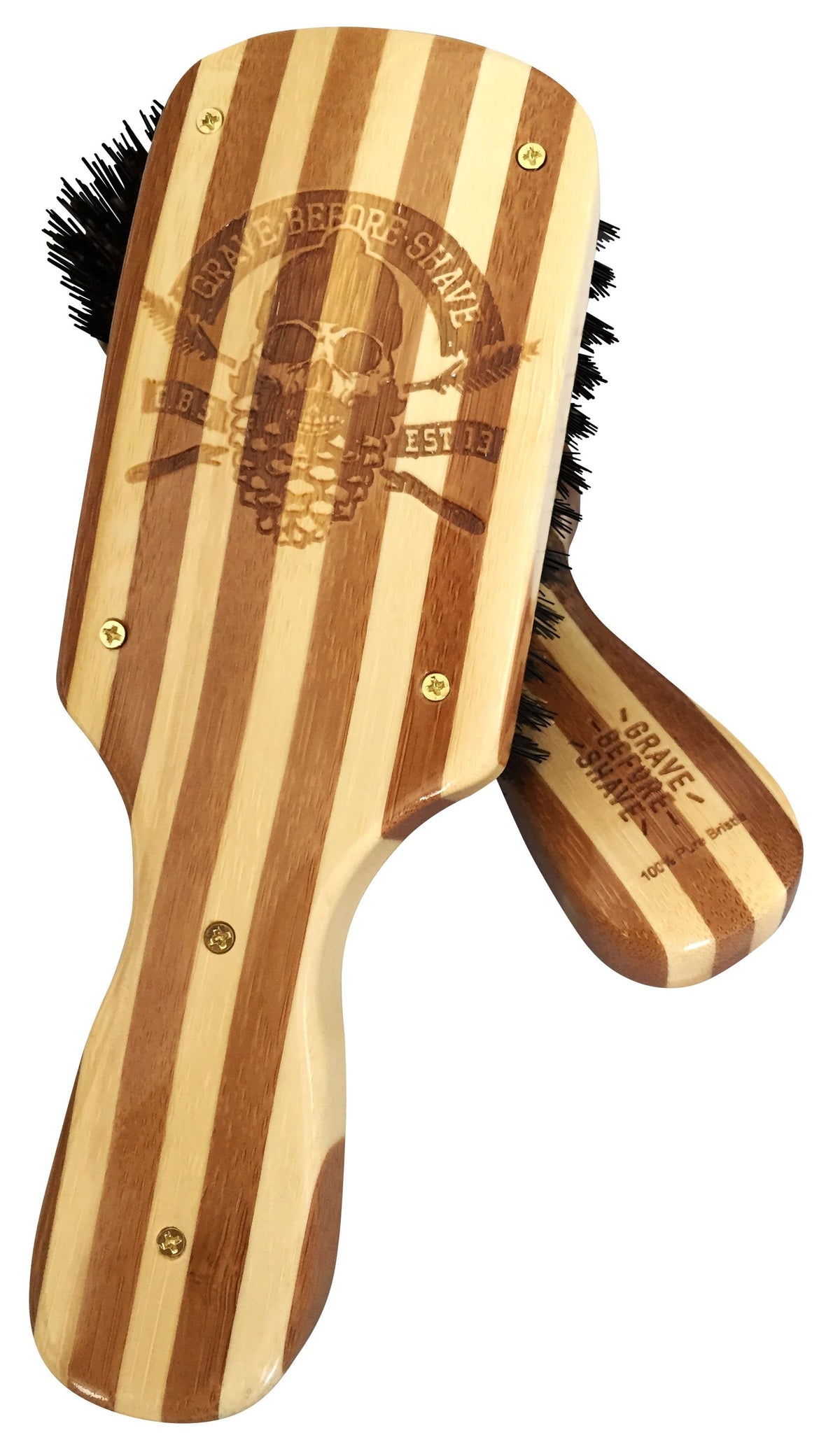 Grave Before Shave Wild Boar Bristle Beard Brush – GBS BRUSH BACVK STACKED product view