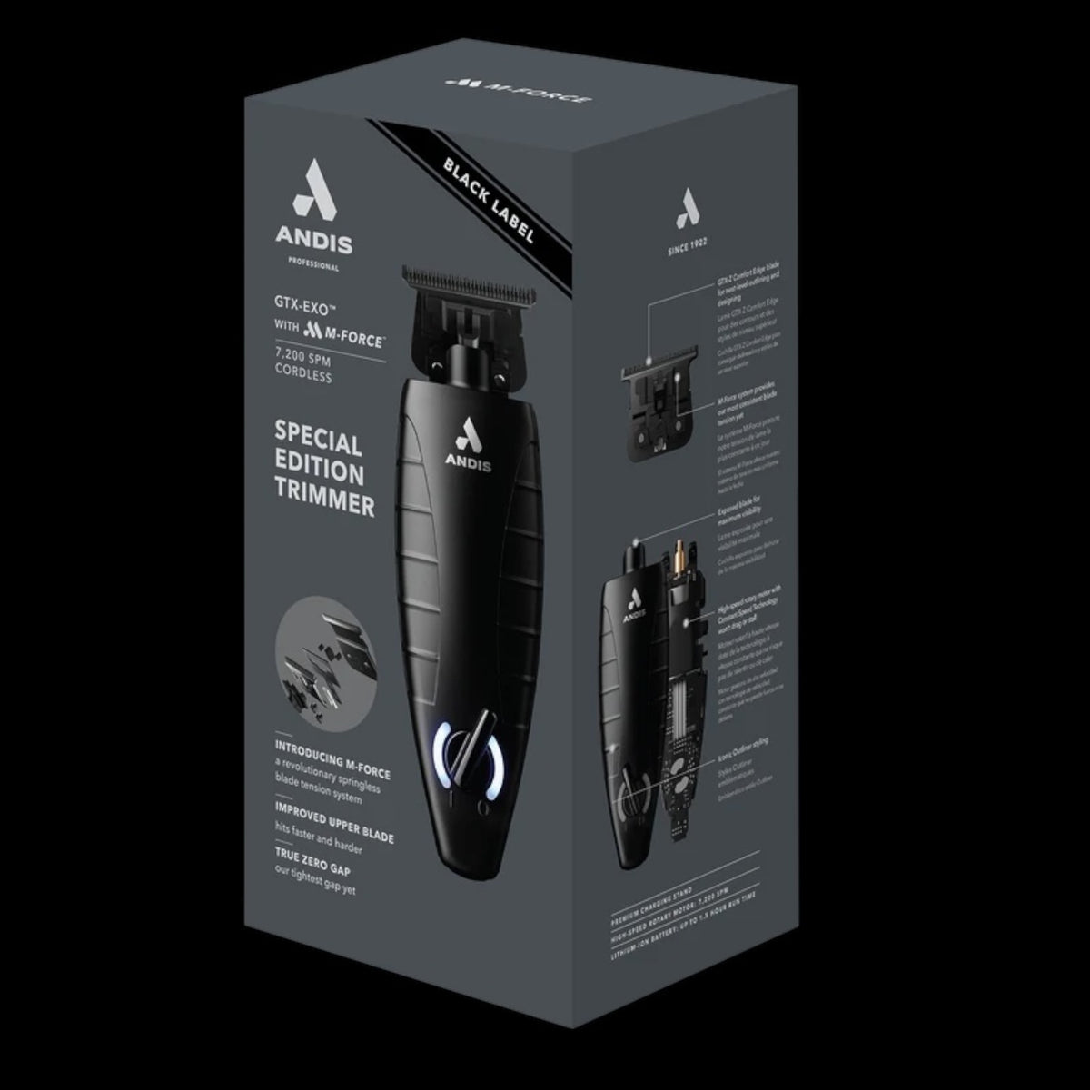 Andis Black Label GTX-EXO M-Force trimmer package contents