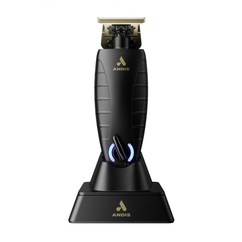 Andis GTX-EXO 74150 cordless trimmer seated in charging stand