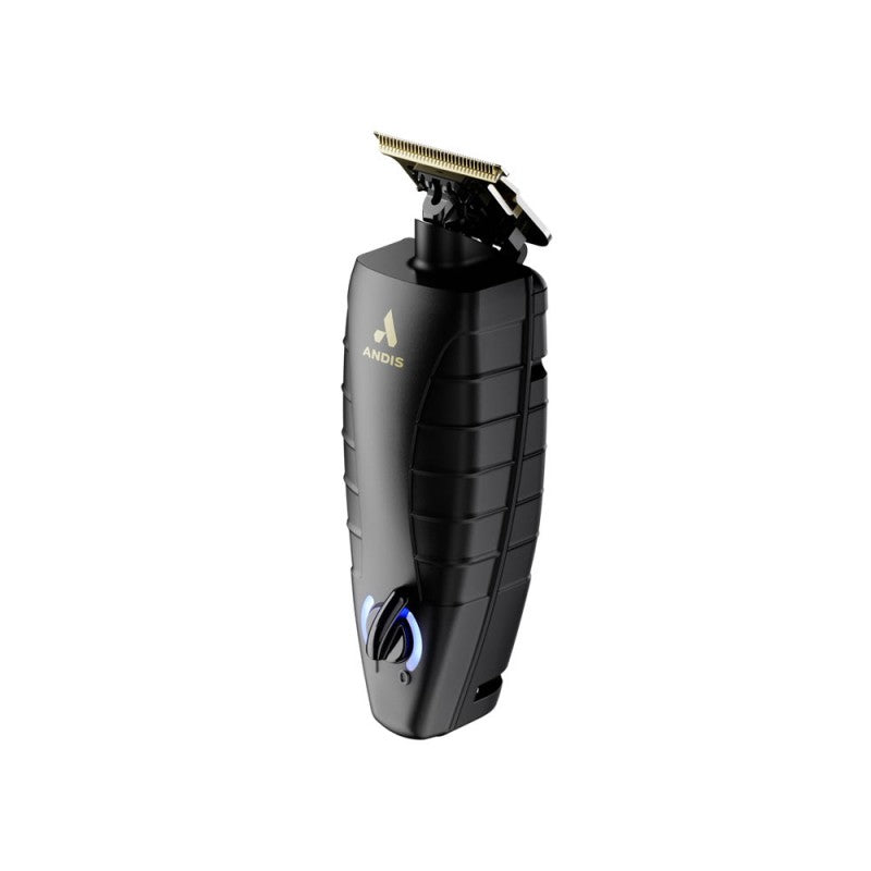 Andis GTX-EXO 74150 cordless trimmer angled side view showing open blade