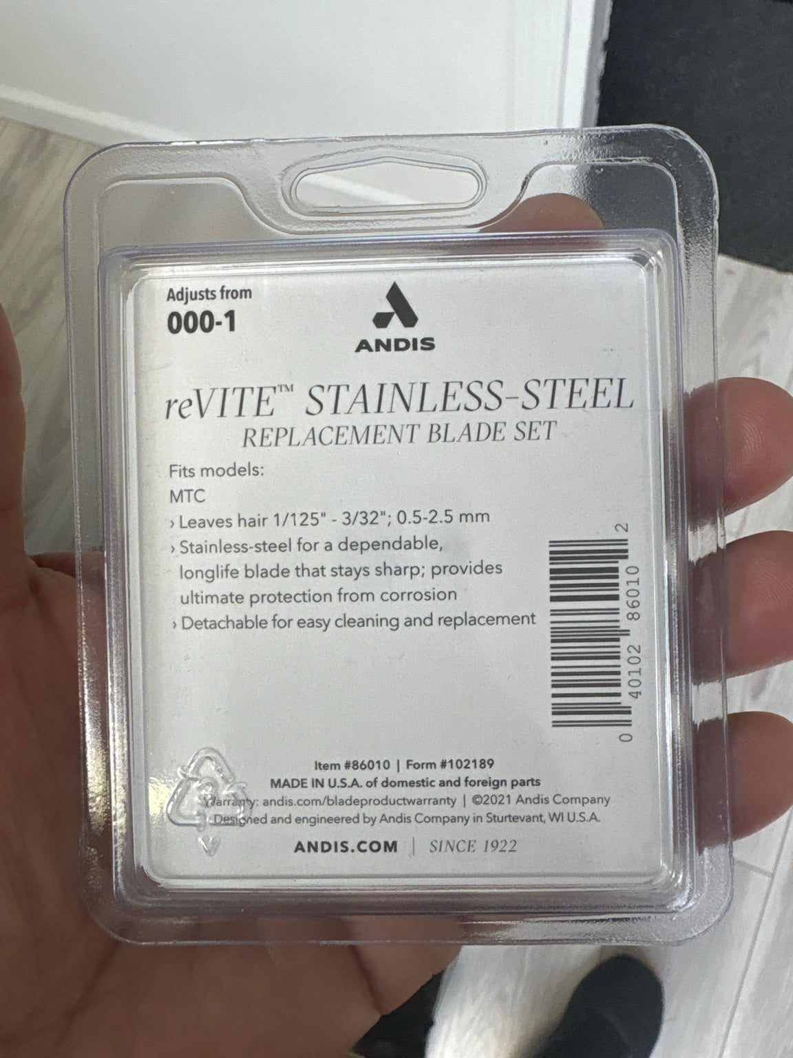 Andis reVITE 86010 replacement blade compatibility specifications and UPC