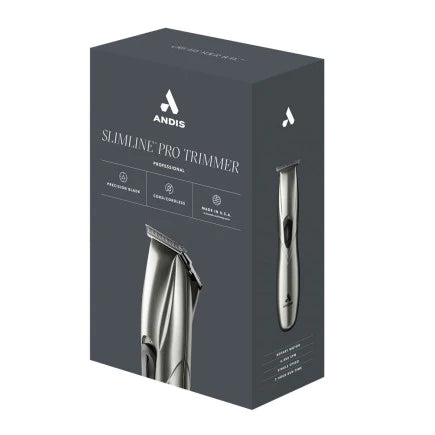 Andis Slimline Pro Li 32810 retail box with chrome trimmer